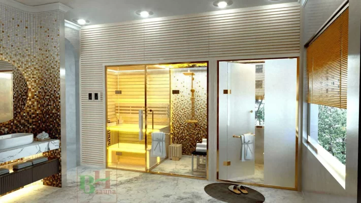 Thiết kế phòng xông hơi khô ướt , phòng WC liền mạch