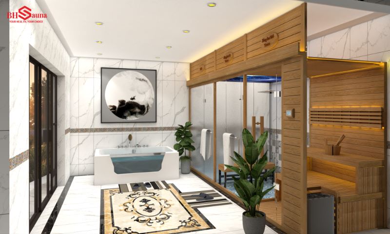 100+ mẫu phòng xông hơi nhỏ gọn cho căn hộ chung cư hiện đại Phòng xông hơi nhỏ gọn cho căn hộ chung cư kết hợp chất liệu kính và gỗ
