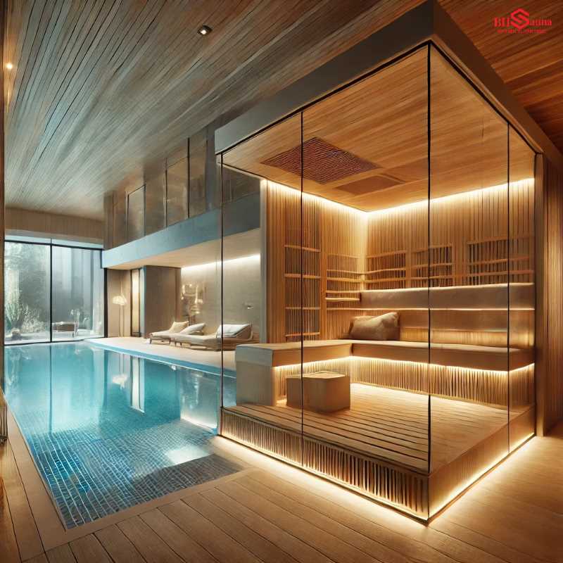 10+ Mẫu phòng xông hơi kết hợp hồ bơi trong nhà đẹp nhất 2025 Mẫu phòng xông hơi khô kết hợp hồ bơi cho biệt thự