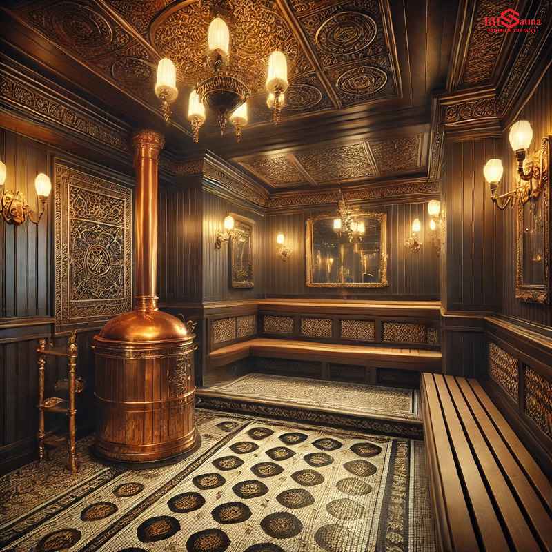 10+ Mẫu phòng xông hơi phong cách Vintage cổ điển ấn tượng Phòng xông hơi Vintage ấn tượng với gạch bông và ánh sáng dịu