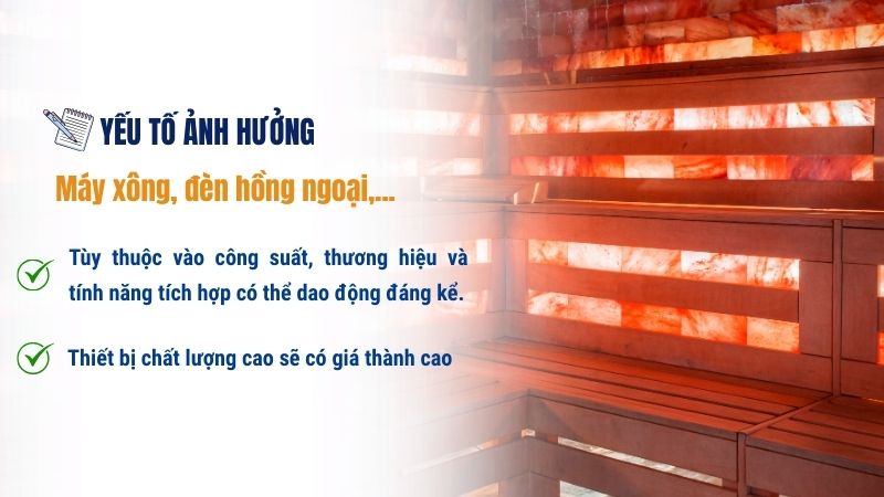 Chi phí làm phòng xông hơi đá muối: Bảng giá & Những lưu ý Hệ thống máy xông, đèn hồng ngoại, điều khiển