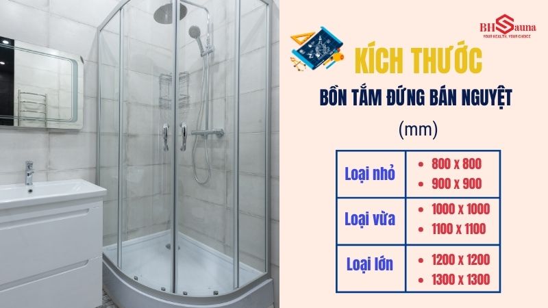 Kích thước bồn tắm đứng tiêu chuẩn giúp tối ưu diện tích Kích thước bồn tắm đứng hình bán nguyệt dạng góc