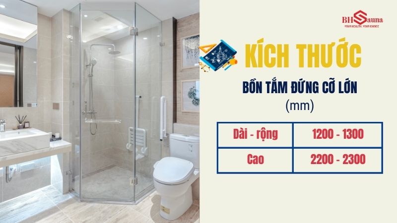 Kích thước bồn tắm đứng tiêu chuẩn giúp tối ưu diện tích Kích thước bồn tắm đứng loại lớn