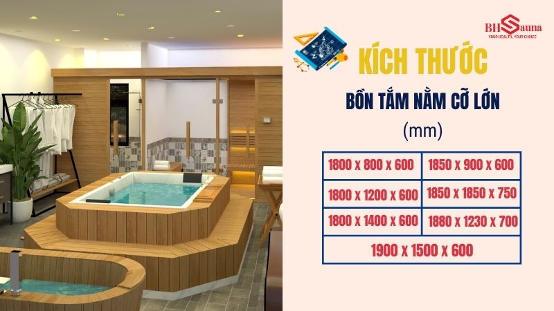 Kích thước bồn tắm nằm chuẩn cho mọi không gian phòng tắm Kích thước bồn tắm nằm lớn