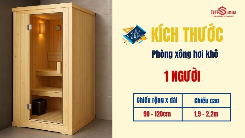 Kích thước phòng xông hơi gia đình chuẩn nhất hiện nay Kích thước phòng xông hơi khô cho 1 người