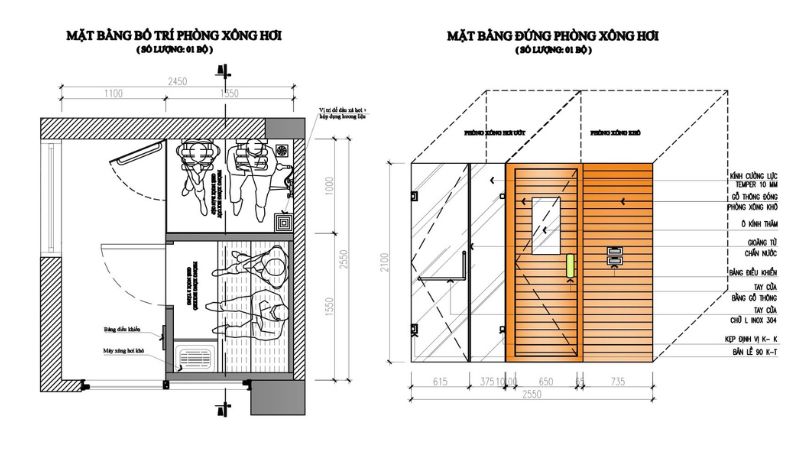 Top 8 Bản vẽ cad phòng xông hơi chi tiết, dễ đọc Mẫu bản vẽ CAD phòng xông hơi ướt diện tích nhỏ gọn