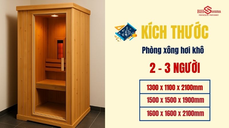 Kích thước phòng xông hơi gia đình chuẩn nhất hiện nay Phòng xông hơi khô cho 2 hoặc 3 người