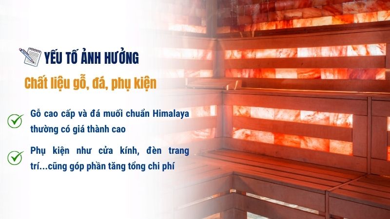 Chi phí làm phòng xông hơi đá muối: Bảng giá & Những lưu ý Yếu tố ảnh hưởng đến chi phí làm phòng xông hơi đá muối: Vật liệu xây dựng