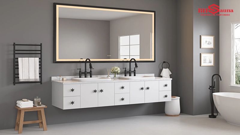 Gương chống mờ phòng tắm cao cấp, nhấn mạnh sự tiện nghi Gương chống mờ phòng tắm hạn chế hơi nước bám ở bề mặt