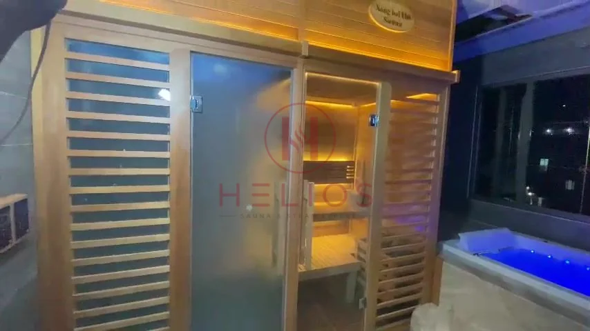 Phòng xông hơi Anh Thắng Quảng Ninh Mặt dựng gỗ của cụm xông hơi tại Quảng Ninh