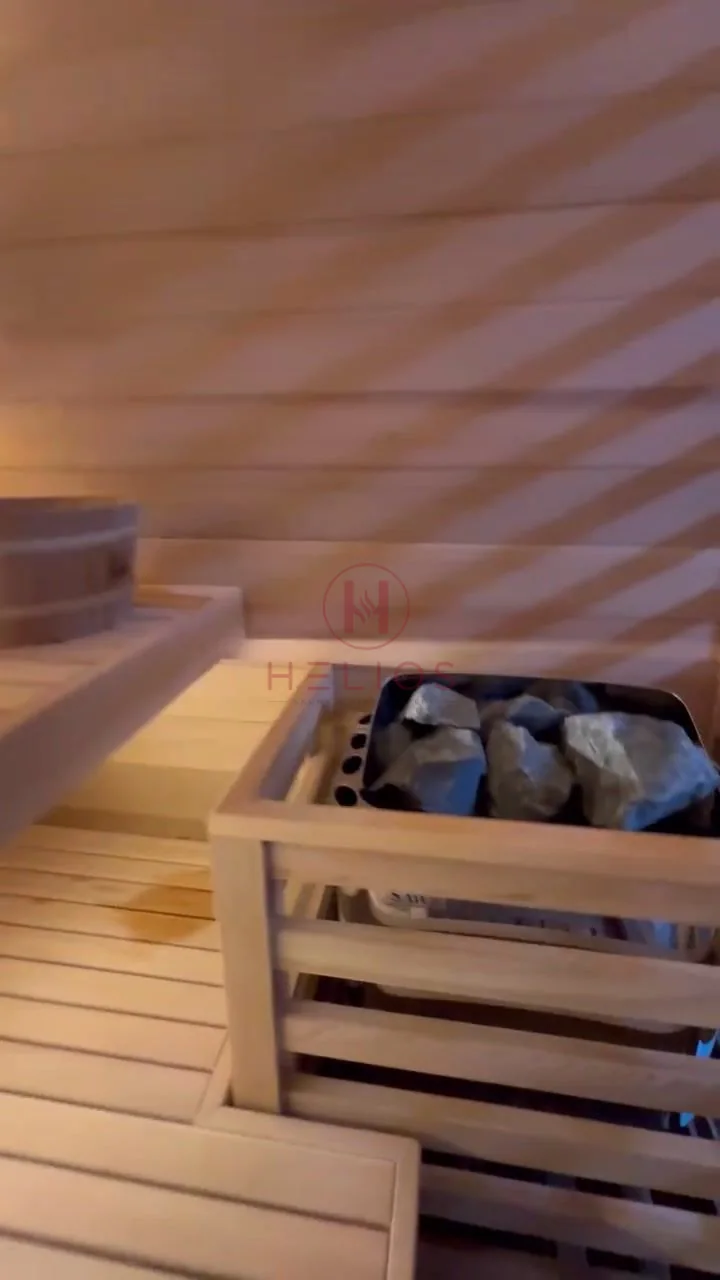 Phòng xông hơi Anh Trường Quảng Ninh Ghế phía sau và ánh sáng trong khoang sauna